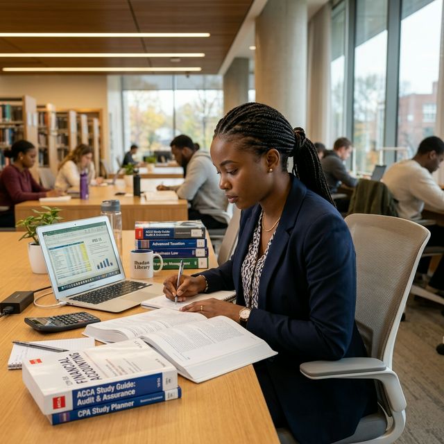 Young professional studying for ACCA certification