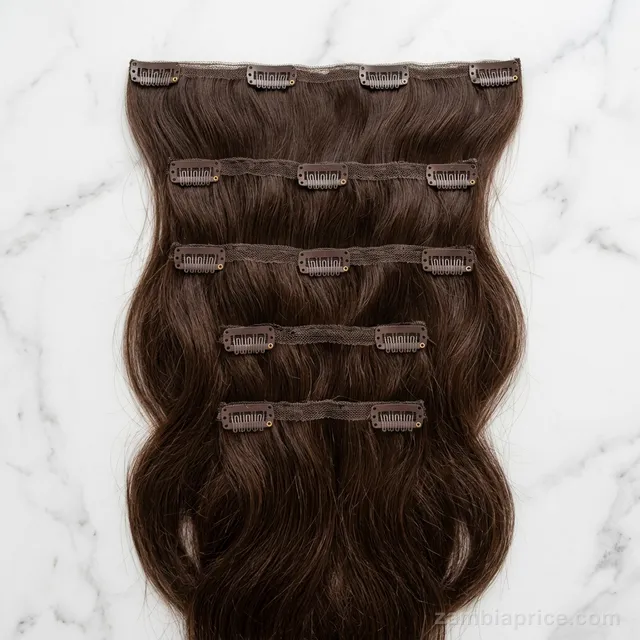 Clip-In Human Hair Extensions (7 Pcs, 18") in Zambia