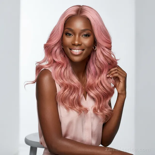 20" Pink / Rose Gold Body Wave Wig (13x4 Frontal) in Zambia