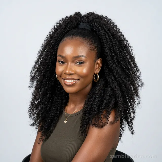 18" Drawstring Ponytail (Curly Afro) in Zambia